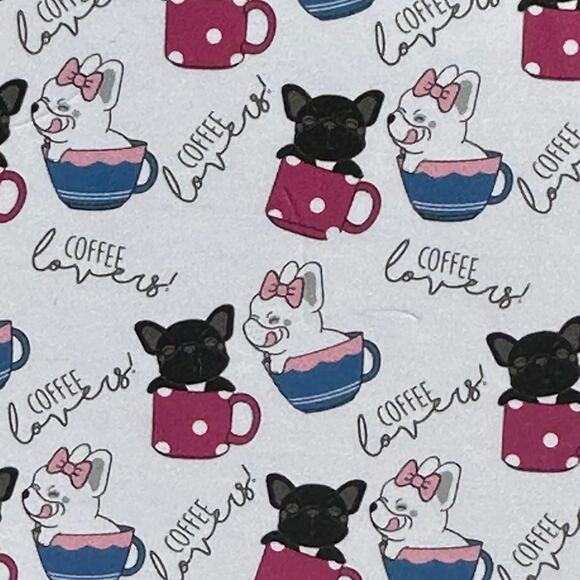 Pickle and Dot Frenchie Dog Coffee Lovers Mugs White Throw Blanket 60" x 70" NEW - Picture 6 of 10